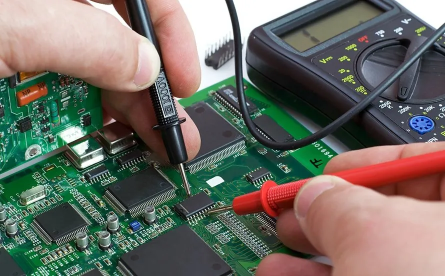 Populated printed circuit board under test